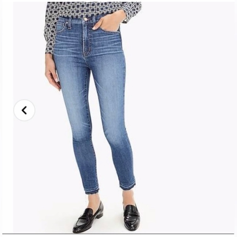 J. Crew Toothpick Raw Edge Let-down Denim Blue Jeans Size 30Tall